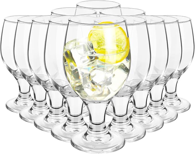 Patelai Set of 12 Water Goblet, 13.5 oz Clear Drinking Glasses Bulk Dishwasher Safe, Stemmed Water Glass for Juice Wine Beer Tea Sangria Cold Beverages, Reusable Glassware for Home Party Restaurant