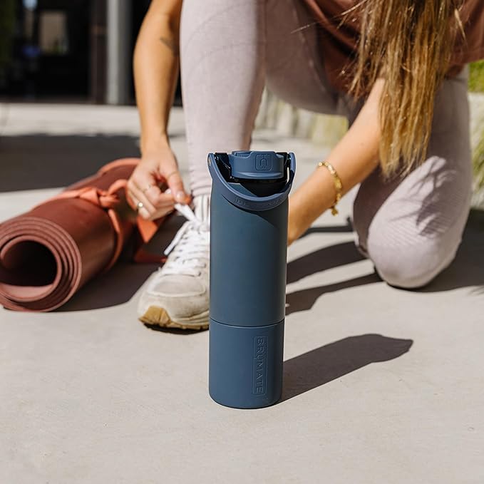 BrüMate Rise 35oz Water Bottle With 100% Leakproof Covered Silicone Straw | Insulated Stainless Steel Water Bottle With Removable Straw | Fast Flow | Soft Sip Silicone Spout | BPA-Free (Mocha)