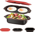 Microwave Egg Cooker & Microwave Grill Pan 3 Pcs with Lid for Grilling, Browning, and Crisping Vegetables, Sandwich, & Meat, Microwave Nonstick Cookware for Quick, Healthy Meals