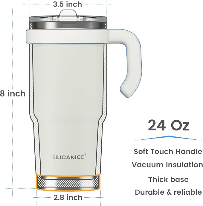 For Iced Coffee & Smoothies – Never Drink from a Moldy Lid Again: 24oz Hygienic Tumbler, 100% Leakproof Lid & Removable Foldable Spout. Reinforced Base, Fits Cup Holders-Cream