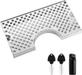Kegerator Beer Drip Tray Stainless Steel Keg Drip Tray with Non-Slip Silicone Pads 4.4” Cutout Kegerator Surface Mount Beer Tower Drip Tray for Home Bar Mini Fridge without Drain