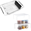 iPEGTOP Expandable Over Sink Dish Drying Rack & Cabinet Shelf Rack