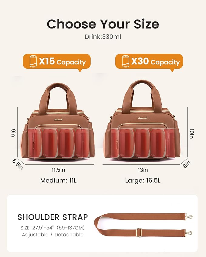 LOVEVOOK Insulated Lunch Bag for Women, PU leather Lunch Box with Shoulder Strap, Wide Opening Adult Large Lunch bags for Work Picnic Beach Family Camping Outdoor Teacher