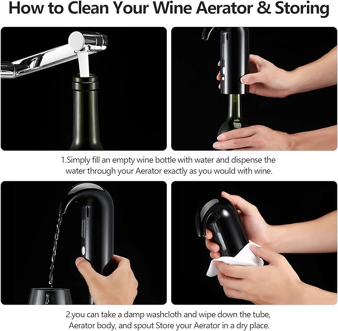Wine Aerator Electric Wine Decanter Best Sellers One Touch Red -White Wine Accessories Aeration Work with Wine Opener for Beginner Enthusiast - Spout Pourer - Great Mothers Day Gift for Mom