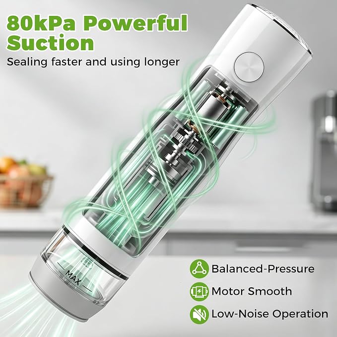 Handheld Vacuum Sealer Portable, Compact Vacuum Sealer for Food with 30 Reusable Bags - Food Saver for Sous Vide, Travel, Leftovers & Dry Foods, 6X Longer Freshness, One-Touch Operation