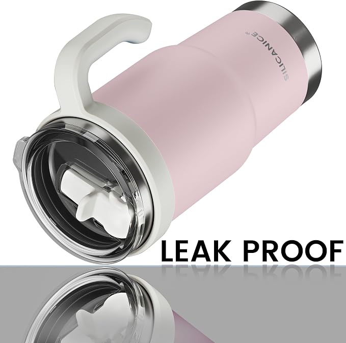 For Iced Coffee & Smoothies – Never Drink from a Moldy Lid Again: 24oz Hygienic Tumbler, 100% Leakproof Lid & Removable Foldable Spout. Reinforced Base, Fits Cup Holders-Pink sand