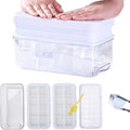 Season 3 GiantPush Silicone Large 2-Inch Ice Cube Tray with Lid, Square Whiskey Ice Mold for Cocktails & Highball, Slow-Melting Ice Maker, Easy Release, BPA Free (WHITE, 2-Tier Set)
