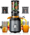 Juicer Machines, Cold Press Juicer with 4.2'' Large Feed Chute, Fit Whole Fruit and Vegetable Slow Juice Extractor Machine, 250W Masticating Juicer Easy To Clean, High Juice Yield, BPA Free