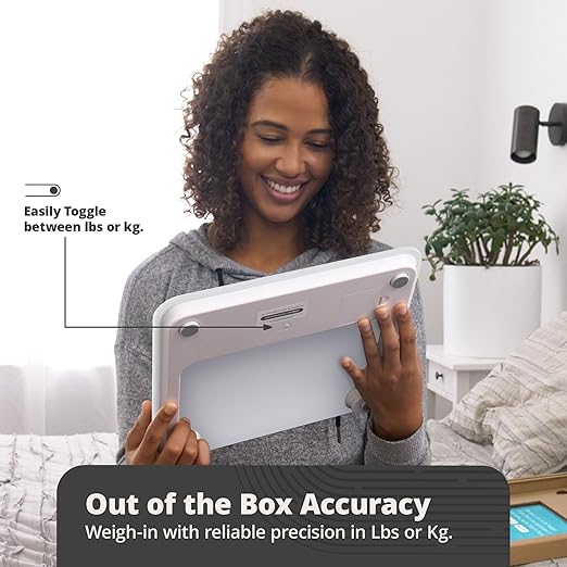 Greater Goods AccuCheck Digital Scale for Body Weight - Accurate Digital Bathroom Scale with High-Precision Sensors, Large Easy-to-Read Backlit Display, 400 lb Capacity, Auto Step-On (White)