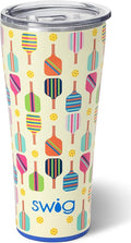 Swig Life 32oz Insulated Tumbler, Travel Coffee Tumbler with Lid, Cup Holder Friendly Travel Coffee Mug, Stainless Steel with Lid (Pickleball)