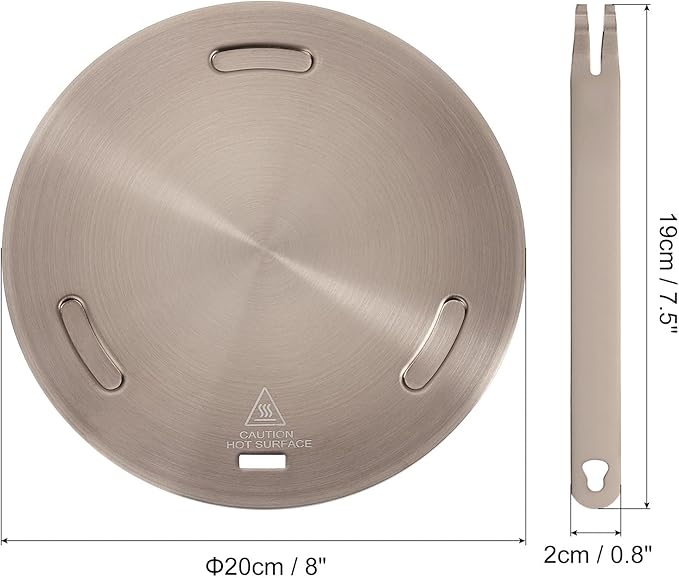 uxcell Heat Diffuser Plate for Gas Stove 8 Inch Round Heat Conduction Induction Adapter Plate with Removable Handle Cookware Protector for Cookware Heat Cooking Unfreeze, Rose Gold