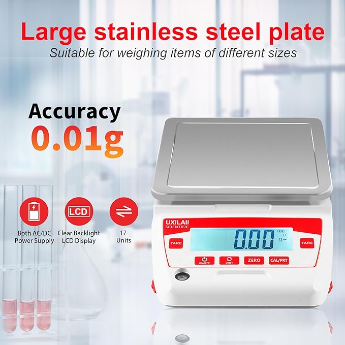 Lab Scale 3200g x 0.01g High Precision Electronic Analytical Balance 0.01g Accuracy Laboratory Balance Digtal Scale Gram Scale Jewelry Scale with 1Kg Calibration Weight
