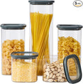 Square Glass Food Storage Jars with Lids Set of 5, Perfect for Pasta, Cookies, Nuts, Coffee, Cereal, Flour,Organize Your Kitchen with these BPA-Free Glass Jars with Silicone Lids