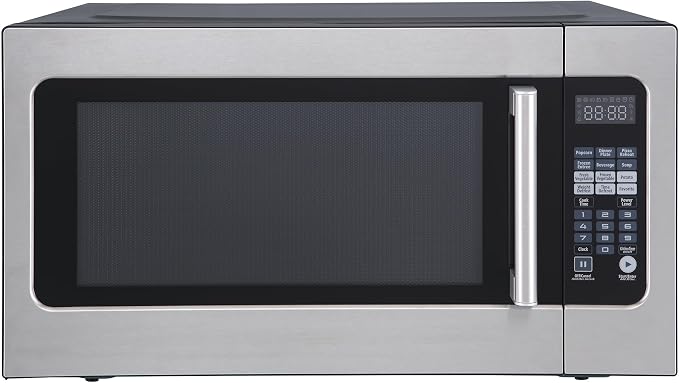 24.4 in. W. 2.2 cu. ft. Countertop Microwave Oven in Stainless Steel, with Gray Cavity