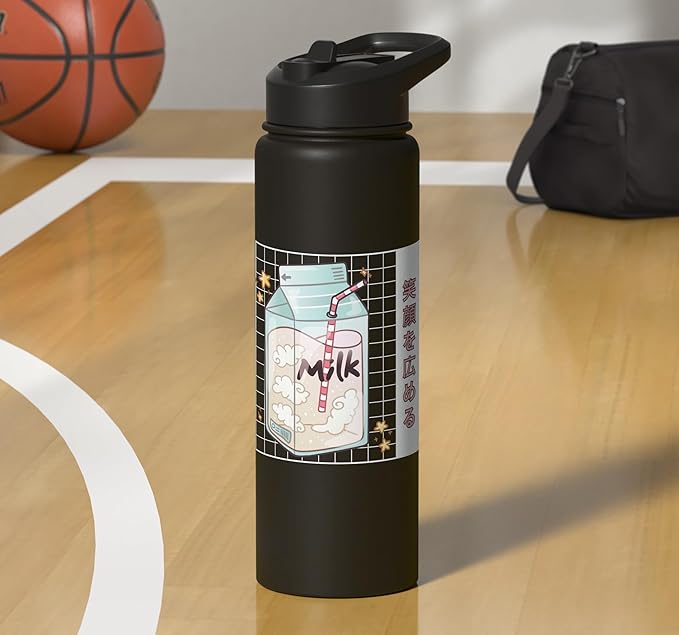 Japanese Milk Carton Soft Drink Aesthetic Vaporwave Stainless Steel Insulated Water Bottle