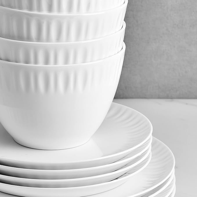 Mikasa Franklyn Bone China Chip Resistant 12 Piece Dinnerware Set, Service for 4