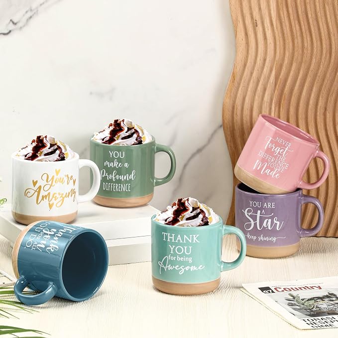Didaey 10 Pcs Thank You Mugs Bulk Appreciation Gifts for Employee Coworkers Staff Teachers Motivational Ceramic Coffee Mugs Thank You Farewell Going Away Gifts for Coworkers(Mondrian)