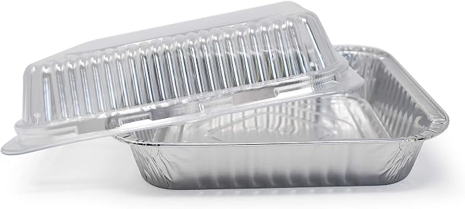 Fig & Leaf (210 Pack) 8” x 8” Square Baking Cake Pans with Plastic Dome Lids | Heavy Duty l Disposable Aluminum Foil Tins l Portable Food Containers l Perfect for Roasting Oven Toaster Cooking