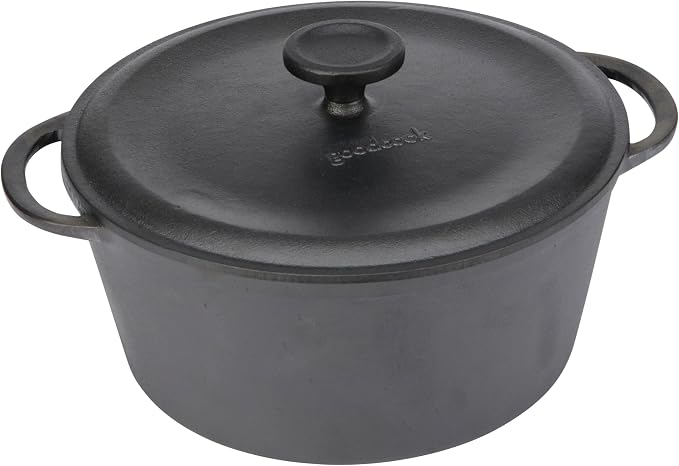 GoodCook Pre-Seasoned Cast Iron Dutch Oven, 5-Quart, Black