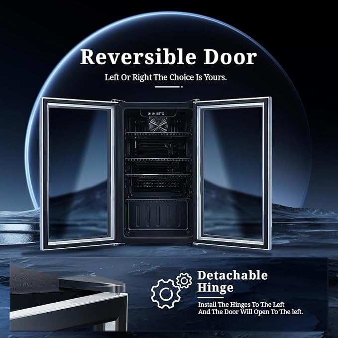 Antarctic Star 26 Bottle Wine Cooler/Cabinet Refrigerator Mini Wine Cellar Beer Soda Clear Glass Door Bar Fridge Quiet Compressor Adjust Temp Freestanding Indoor Use 3.0cu.ft Black