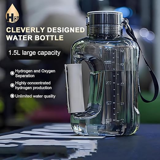 Hydrogen Water Bottle Generator 1.5L High-Capacity, USB Portable Hydrogen Water Machine, Hydrogen Water Ionizer Cup, Sports Water Bottle with SPE/PEM Technology (Green)
