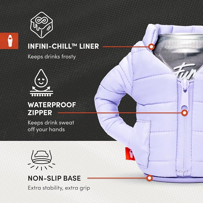 Puffin - The Puffy Jacket - Insulated 12 oz Can Cooler I Beer Bottle & Soda Can Insulator, Keep Drinks and Beverages Cold - Olive Green/Sailor Blue | Beer Bottle & Soda Can Insulator, Keep Drinks and Beverages Cold