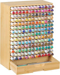 AUTOARK Natural Bamboo Marker Organizer with Drawer,182 Slots,Large Art Supply Storage for Artists,Teachers,Students - No Assembly Sturdy Desk Organizer for Classroom Office Decor,AHK-065