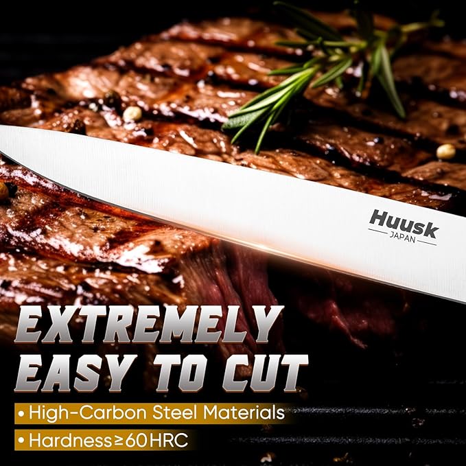 Huusk Turkey Carving Knife Set - Sharp Carving Fork & Knife for Meat, BBQ, Brisket - Japanese Slicing Knife with Elegant Box, Christmas Gifts for Men Women