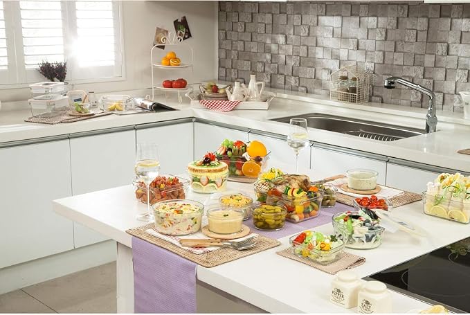 Glasslock Transparent 28 Piece Small Oven and Microwave Safe Glass Food Storage Containers Set for Small Snack and Meals with Removable Lids, Clear