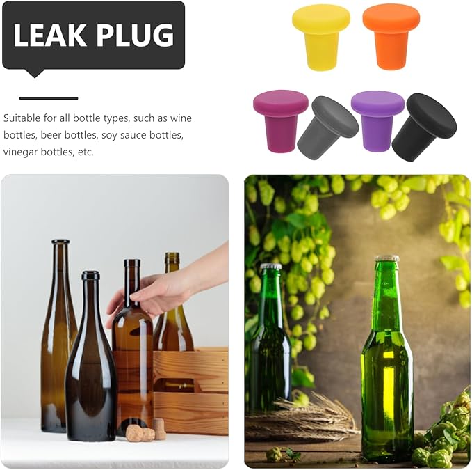 ULTECHNOVO 24pcs Silicone Wine Stoppers Reusable Beverage Bottle Sealers for Wine Beer and More Airtight Food-grade Silicone Deep