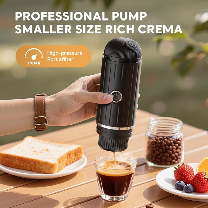 Portable Electric Espresso Coffee Maker for Ground Coffee & NS Capsule Fast Self-Heating Technology‌ with USB-C Perfect for RV, Hiking, Camping, Office & On-the-Go Lifestyles, Christmas Gift for Men