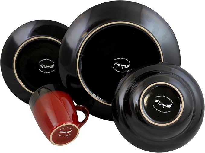 Elama’s Tanizia 16 Piece High Gloss Dinnerware Set