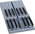 Domax Bamboo In-Drawer Knife Block Kitchen Knife Organizer Insert for 12 Knives and 1 Sharpening Steel(Not Included), Steak Knife Holder, Gray