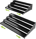 Jojocross Expandable 4-Tier Step Spice Rack Organizer for Kitchen Cabinet Modern Design and Non Skid Space Saving Storage Shelf for Countertop Cabinets Pantry(2Packs/Black)