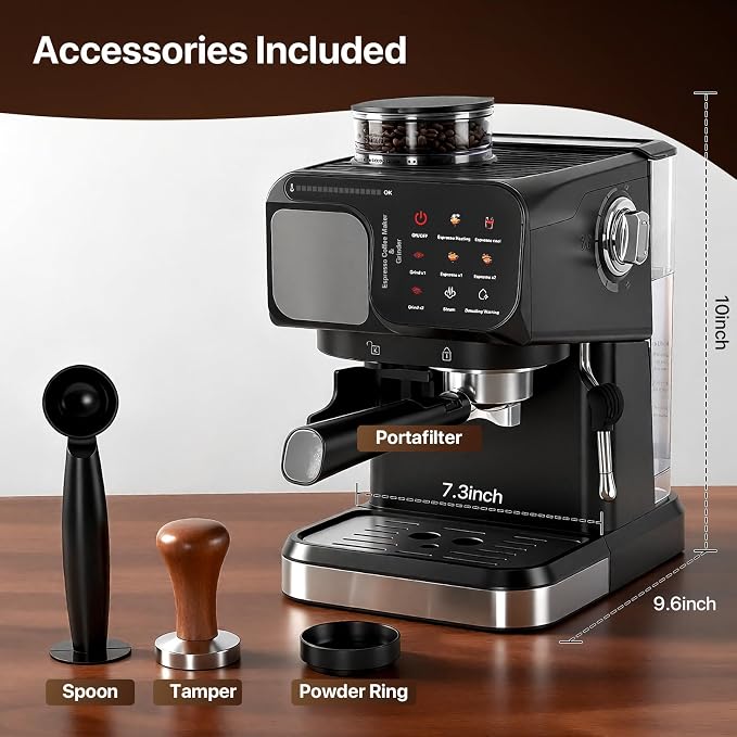 Espresso Machine Professional Home Espresso Maker Espresso Coffee Fast Heating for Cappuccino/Latte Coffee Machine for Home, Office for Latte Cappuccino-Black