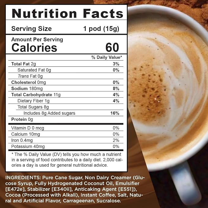 Maud's Chocolate Mocha Cappuccino Coffee Pods, 18ct - Mochaccino Mocha Flavor - Made with Gourmet Arabica Coffee, Pods Compatible with Keurig K Cups Maker