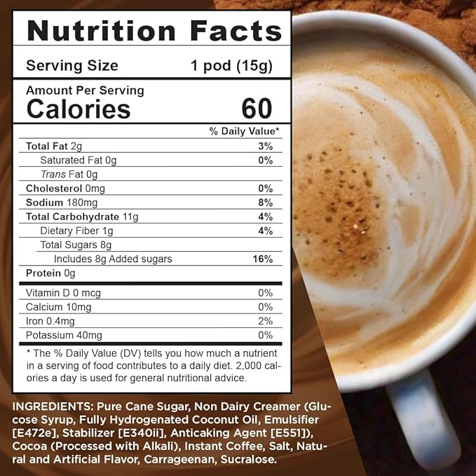 Maud's Chocolate Mocha Cappuccino Coffee Pods, 50ct - Mochaccino Mocha Flavor - Made with Gourmet Arabica Coffee, Pods Compatible with Keurig K Cups Maker