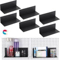 Kokone 6 Pack Magnetic Pegboard Shelves for Storing or Displaying, 10x4.3 Inch Flat Display Shelves for Pegboard, Wall Pegboard Shelves Accessories Steel Tray for Garage Workshop Craft Room Organizer