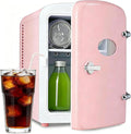 Simple Deluxe 4L/6 Can Mini Fridge with Observation Window, Portable Cooler & Warmer Freon-Free Small Refrigerator, Compact for Skincare, Beverage, Food, Cosmetics, Pink