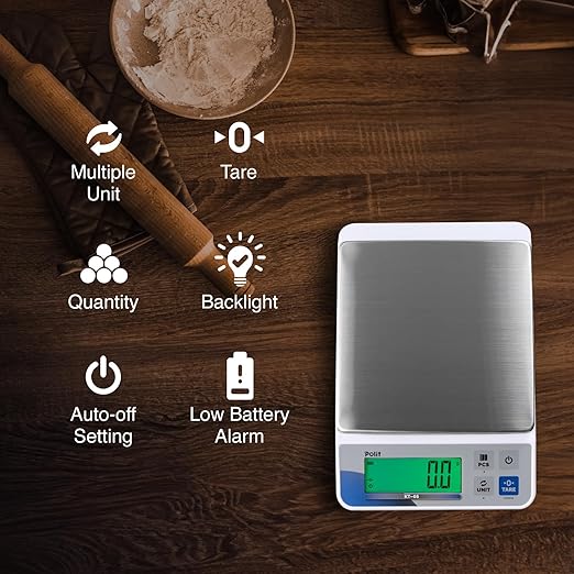 Polit Precision Scale Set (2-Pack) | KT-66 30lb/13kg Kitchen Food Scale + Brewly White 6.6lb/3kg Espresso Coffee Scale | Digital Baking & Pour-Over Weighing Bundle