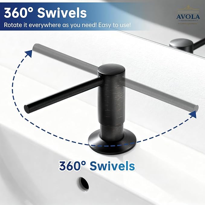 Avola Oil Rubbed Bronze Soap Dispensers with Brass Pump, 17OZ Bottle Soap Dispensers for Kitchen Sink,Commercial Liquid Dish Dispenser, Bronze Built in Sink Soap Dispenser