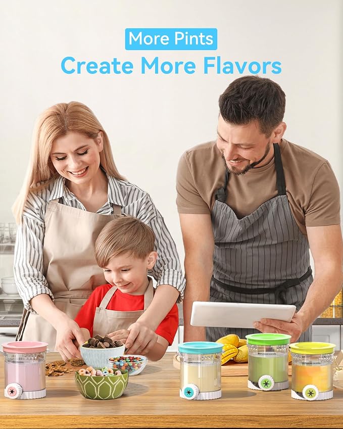 Creami Swirl Containers NC701 NC701C + Swirl Nozzle Compatible with Ninja Swirl CREAMi Ice Cream and Soft Serve Maker, Creami Swirl Pints, Food-grade, Dishwasher Safe, 4 Pack, XSK7PNTLD2