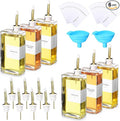 Reallnaive 6 Sets Olive Oil Dispenser Bottles for Kitchen with Nozzles Funnel Labels Cooking Oil Dispenser 500ml Set for Kitchen Vinegar Coffee Syrup (Gold)