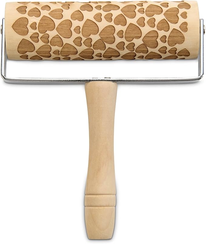 Mrs. Anderson’s Baking Mini Embossing Rolling Pin, Hearts Design, Poplar Wood and Chrome-Plated Iron