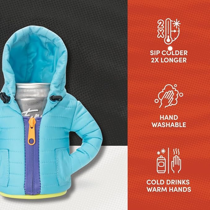 Puffin - The Alpine Jacket - Insulated 12 oz Can Cooler I Beer Bottle & Soda Can Insulator, Keep Drinks and Beverages Cold (Blue Atoll)
