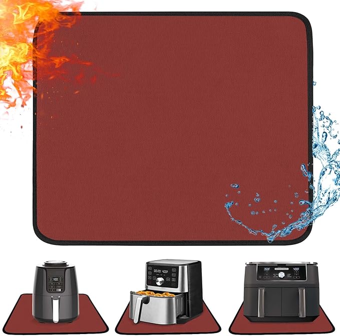 Heat Resistant Mat for Air Fryer, 12 x 14in Heat Resistant Mat for Countertop, Fireproof Silicone Countertop Protector Appliance Slider Hot pod for Air Fryer, Coffee Maker, Toaster, Oven (Red)