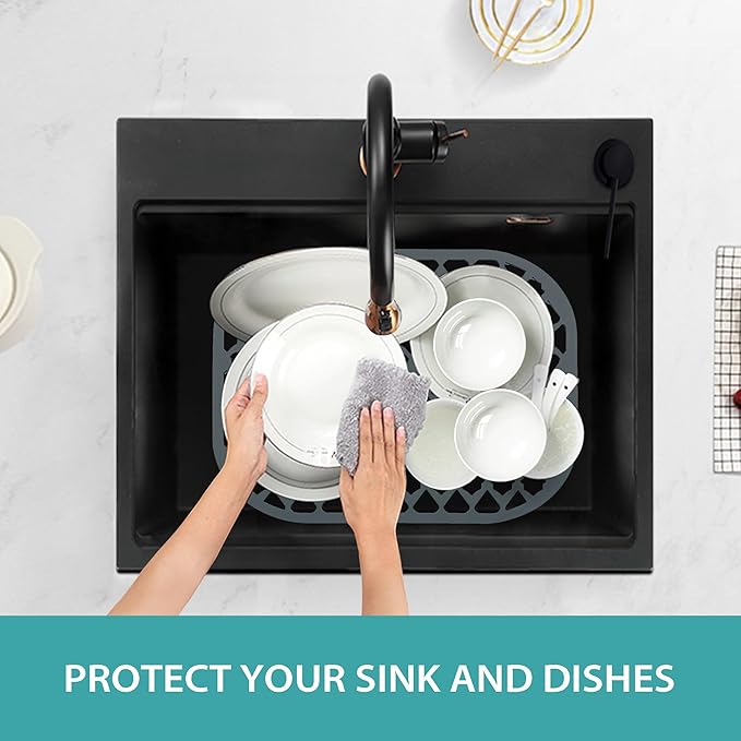 SAMSIER Silicone Sink Protectors Mats (13x11 & 14x12 & 16x12 & 18x16 & 19x14 & 21x16 & 22x13 & 25x16 & 26x14 & 28x14 & 30x16) for Bottom of Kitchen Sink (13”x11”, 2 Packs)