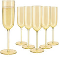 Plastic Champagne Flutes Set, 6oz Unbreakable Champagne Glasses Bulk, Shatterproof Reusable Mimosa Prosecco Sparkling Wine Cups for Wedding Party (Gold, 24pcs)