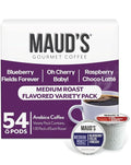Maud's Blueberry, Cherry & Raspberry Chocolate Flavored Pods Bundle, 54 ct, Medium Roast Flavored Coffee in Single Serve Pods – 100% Arabica Coffee, Compatible with Keurig K Cups Maker