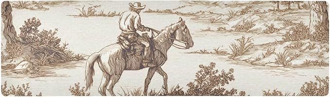 2-in-1 Table Runner Trivet for Hot Dishes Heat Resistant Hot Plate Mat Pad 39x12 Inch Waterproof Table Protector Trivets for Countertop Non Slip Decorative Cowboy Riding Horse Mountain Brown